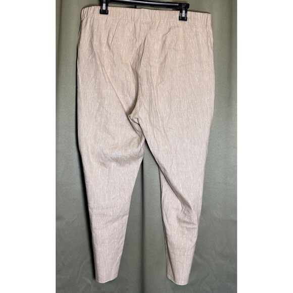 J Jill Pants Women Large Beige Linen Stretch Pull On Taper Casual Beachy Career - Picture 2 of 8